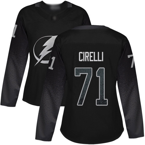 Adidas Tampa Bay Lightning #71 Anthony Cirelli Black Alternate Authentic Women Stitched NHL Jersey->women nhl jersey->Women Jersey